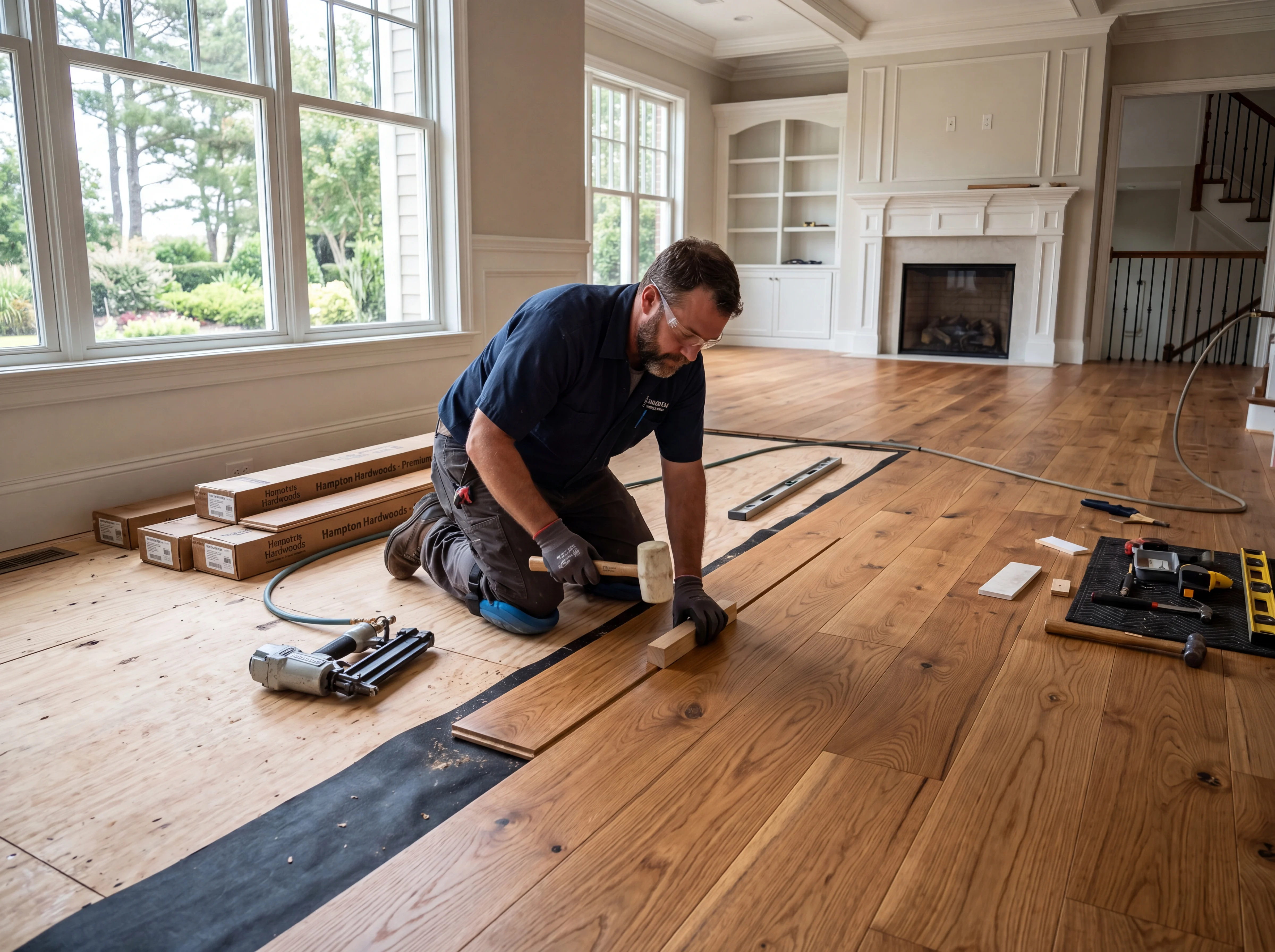 Hardwood flooring installation by Pro Floor VA