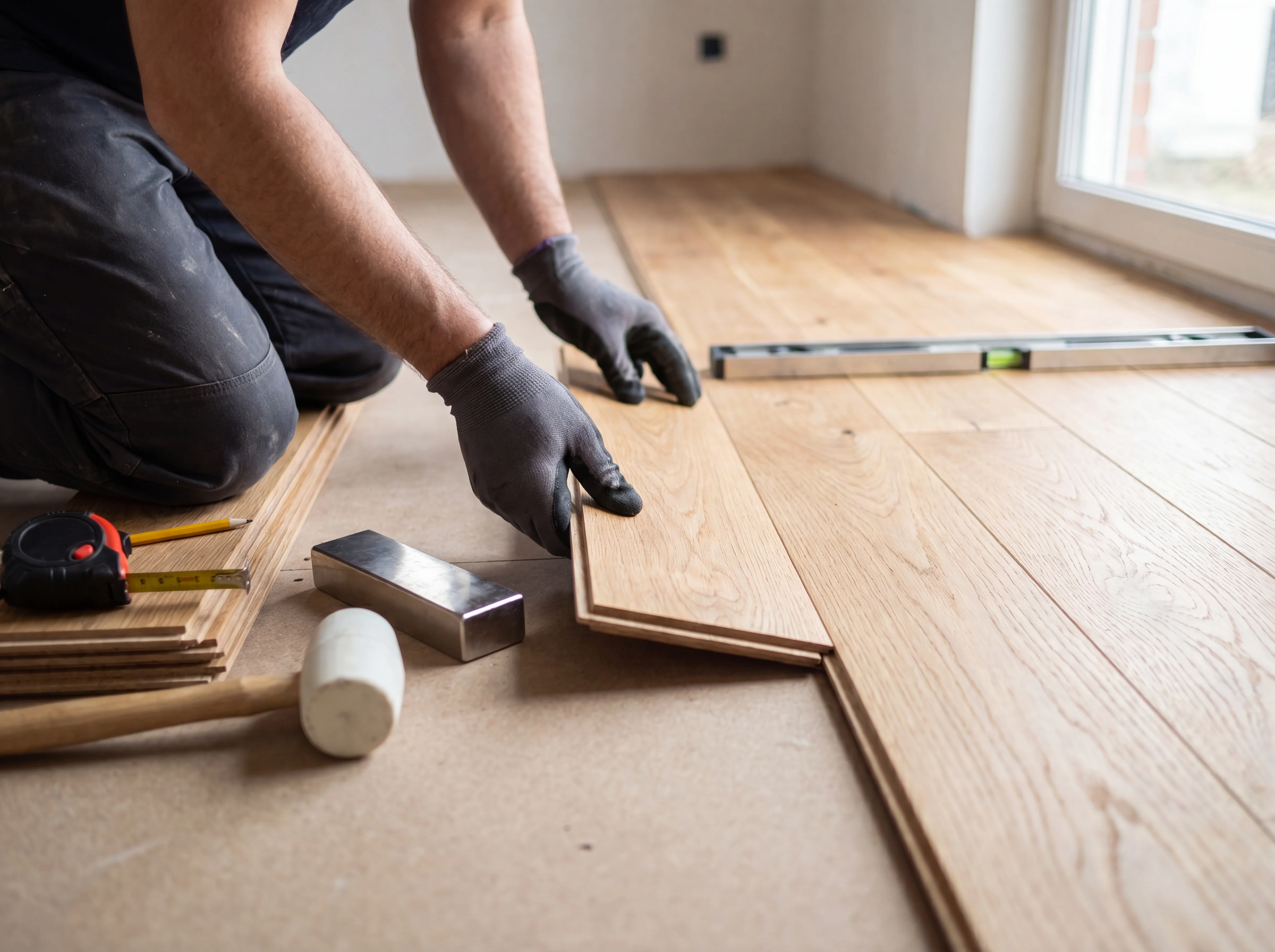 Meticulous hardwood floor installation in Hampton, Virginia